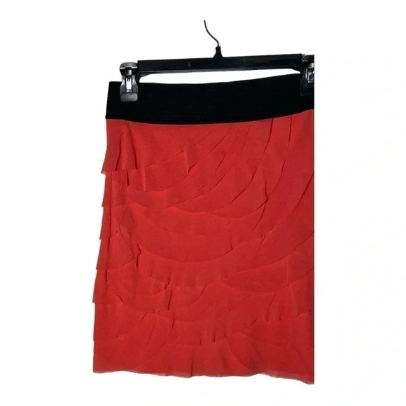 1809. EXPRESS LAYERED MESH MINI LENGTH SKIRT ORANGE/BLACK IN COLOR SIZE SMALL - Picture 3 of 7